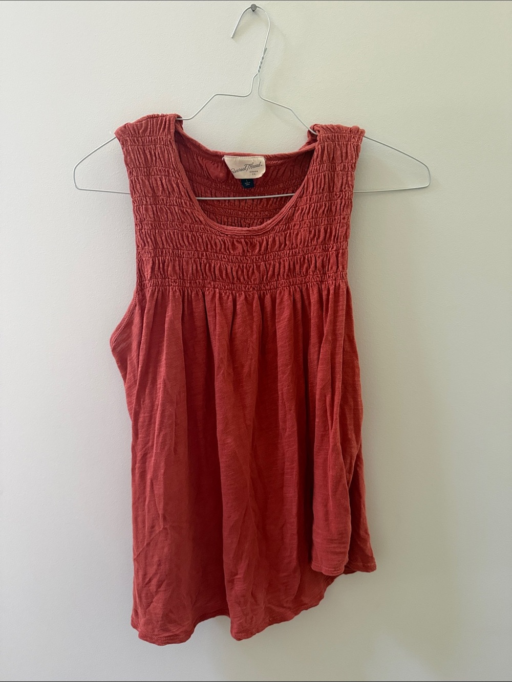 Universal Thread Smocked Tank Top in Rust Red